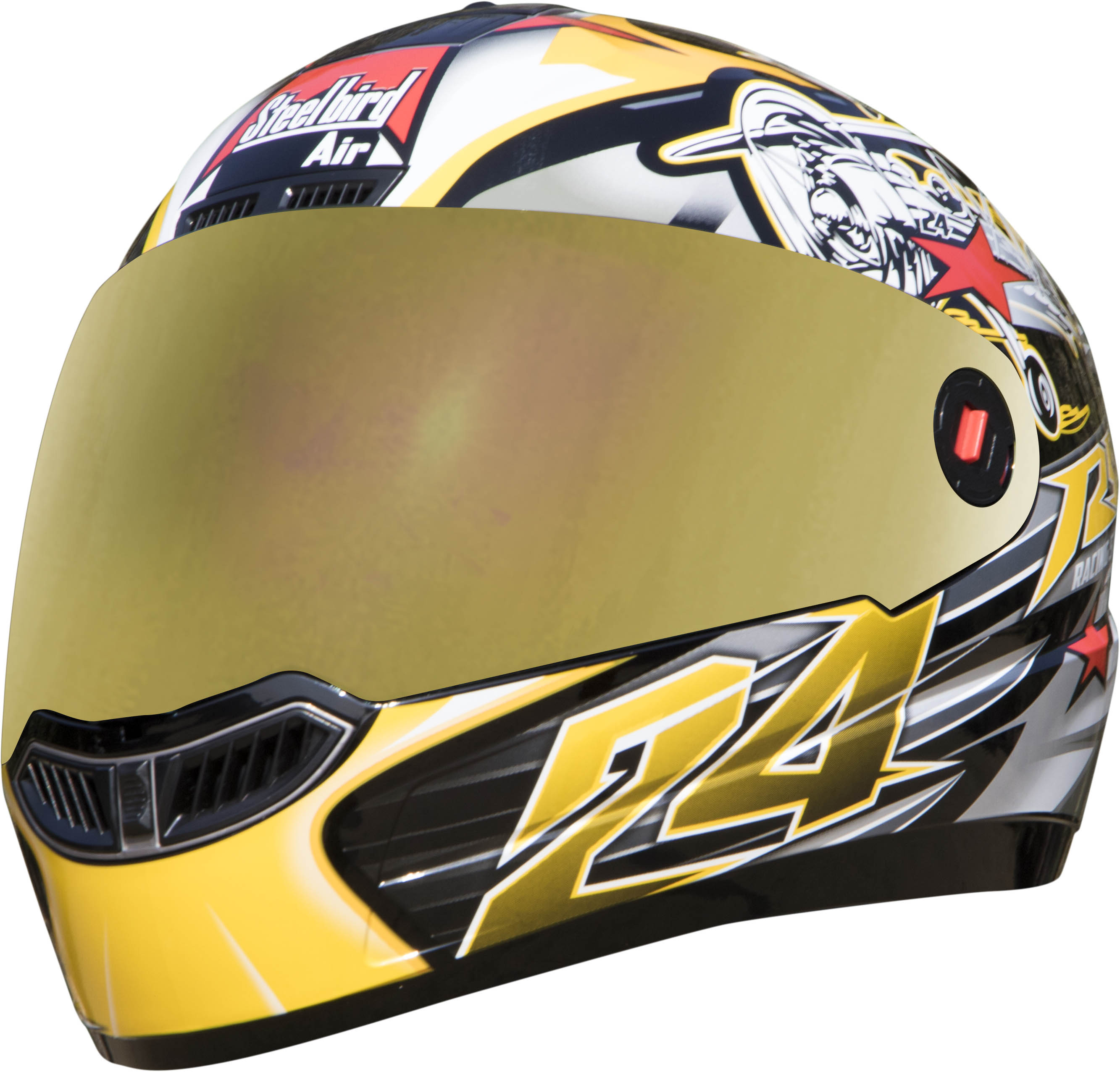 SBA-1 Hovering Glossy Black With Yellow ( Fitted With Clear Visor  Extra Gold Chrome Visor Free)